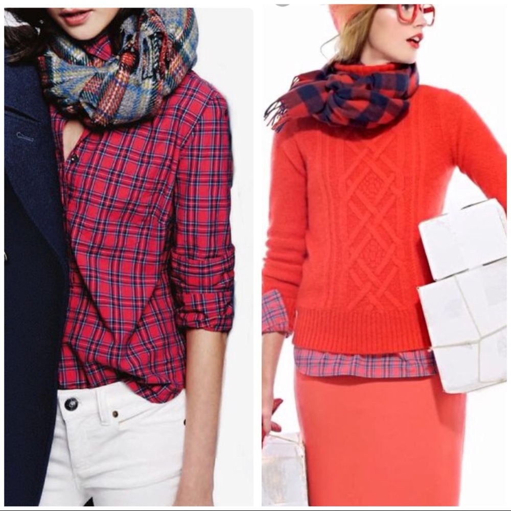 J.Crew red Tartan popover sz 00. - Picture 2 of 8